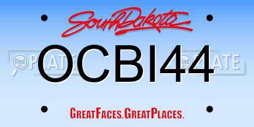 OCBI44 South Dakota License Plate
