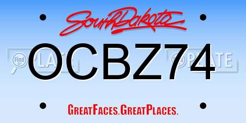 OCBZ74 South Dakota License Plate