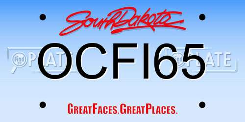 OCFI65 South Dakota License Plate