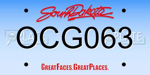 OCG063 South Dakota License Plate
