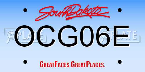 OCG06E South Dakota License Plate