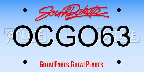 OCGO63 South Dakota License Plate