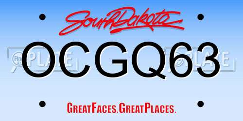 OCGQ63 South Dakota License Plate
