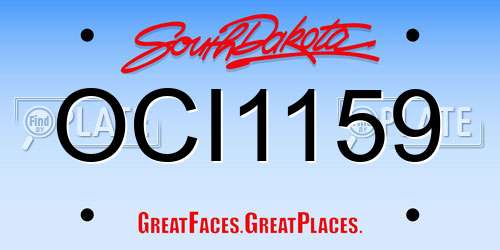 OCI1159 South Dakota License Plate