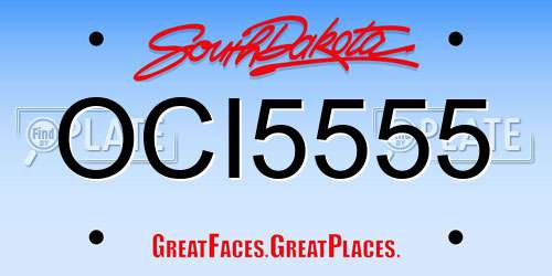 OCI5555 South Dakota License Plate