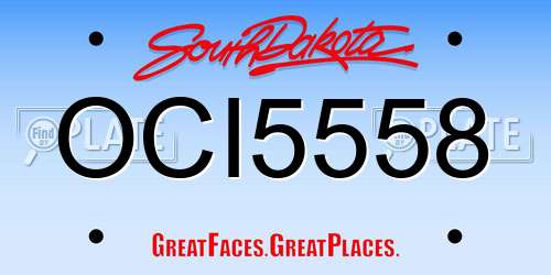 OCI5558 South Dakota License Plate