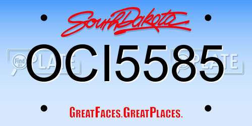 OCI5585 South Dakota License Plate