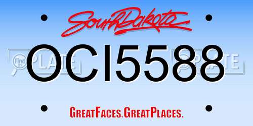 OCI5588 South Dakota License Plate