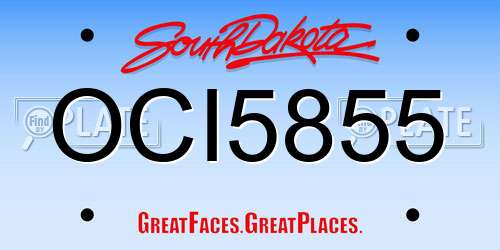 OCI5855 South Dakota License Plate