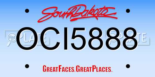 OCI5888 South Dakota License Plate
