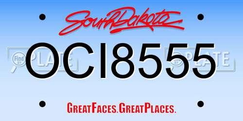 OCI8555 South Dakota License Plate