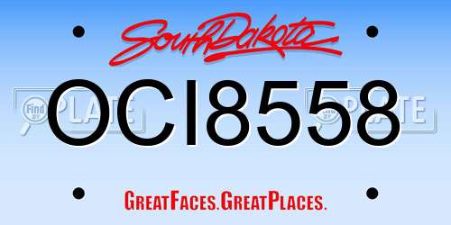 OCI8558 South Dakota License Plate