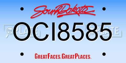 OCI8585 South Dakota License Plate