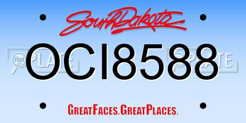 OCI8588 South Dakota License Plate