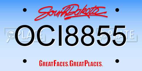 OCI8855 South Dakota License Plate