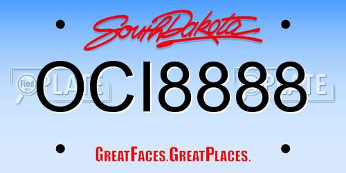 OCI8888 South Dakota License Plate