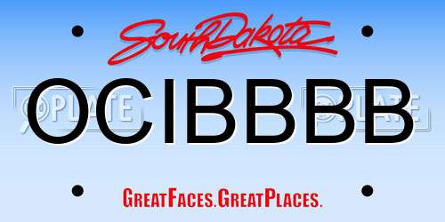 OCIBBBB South Dakota License Plate
