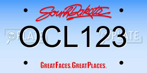 OCL123 South Dakota License Plate