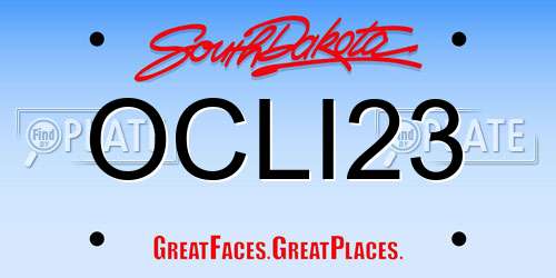 OCLI23 South Dakota License Plate