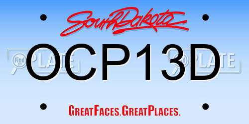 OCP13D South Dakota License Plate