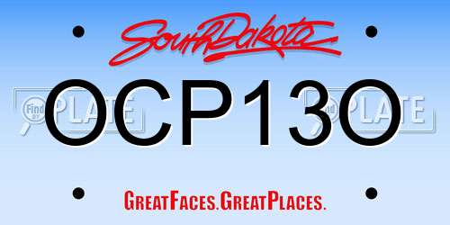 OCP13O South Dakota License Plate