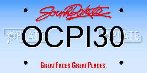 OCPI30 South Dakota License Plate