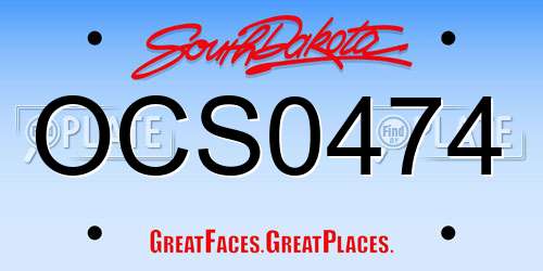 OCS0474 South Dakota License Plate