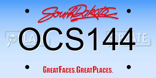 OCS144 South Dakota License Plate