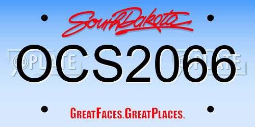 OCS2066 South Dakota License Plate
