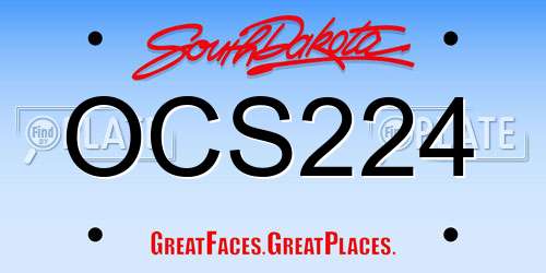 OCS224 South Dakota License Plate