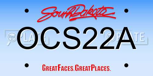 OCS22A South Dakota License Plate