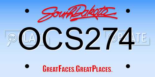 OCS274 South Dakota License Plate