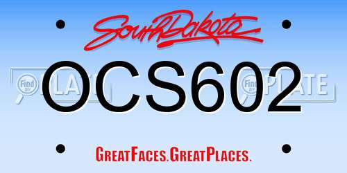 OCS602 South Dakota License Plate