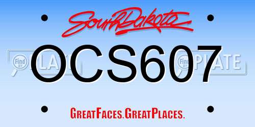 OCS607 South Dakota License Plate