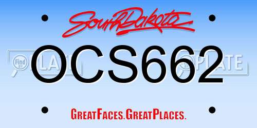 OCS662 South Dakota License Plate
