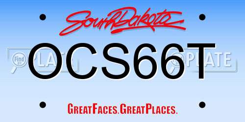 OCS66T South Dakota License Plate