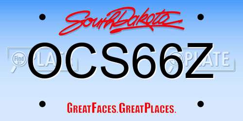 OCS66Z South Dakota License Plate