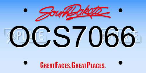 OCS7066 South Dakota License Plate