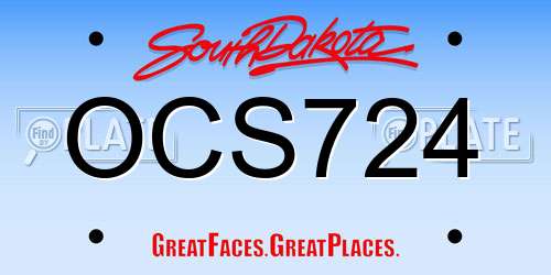 OCS724 South Dakota License Plate