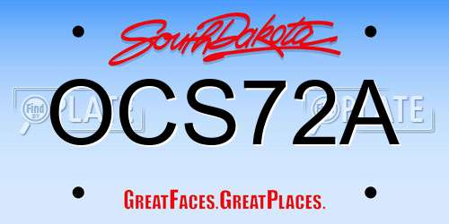 OCS72A South Dakota License Plate