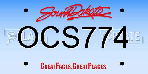 OCS774 South Dakota License Plate