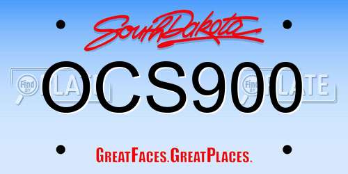 OCS900 South Dakota License Plate