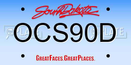 OCS90D South Dakota License Plate