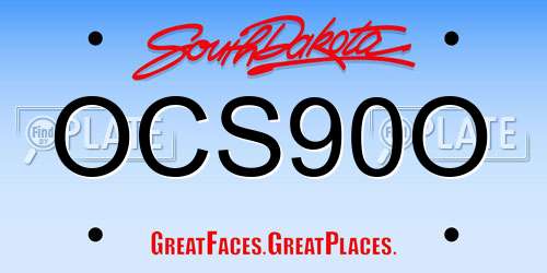 OCS90O South Dakota License Plate
