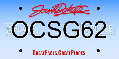 OCSG62 South Dakota License Plate