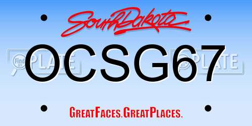 OCSG67 South Dakota License Plate