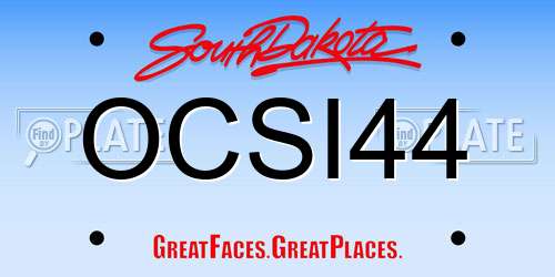 OCSI44 South Dakota License Plate