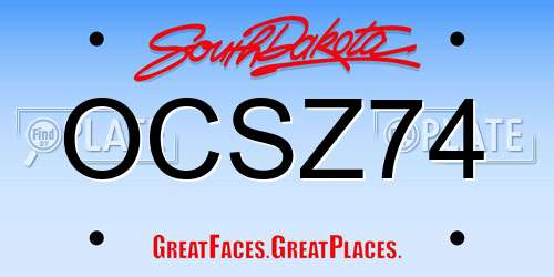 OCSZ74 South Dakota License Plate