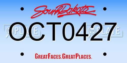 OCT0427 South Dakota License Plate