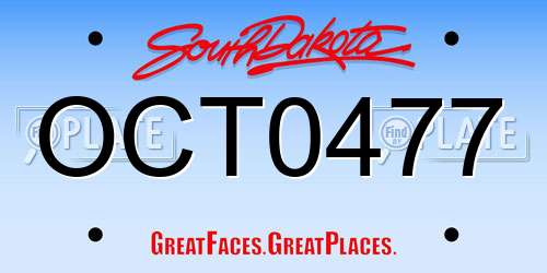 OCT0477 South Dakota License Plate